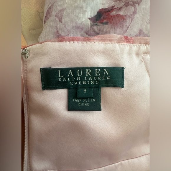 Ralph Lauren Pink Floral Sweetheart Neckline Halter Maxi Dress (Size 8) - Picture 7 of 8